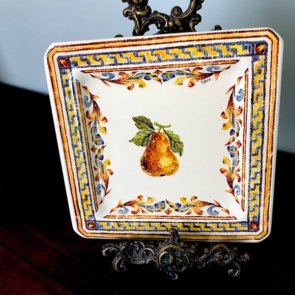 Plate made in Italy and 12 in bronze plate stand. - Picture 1 of 3